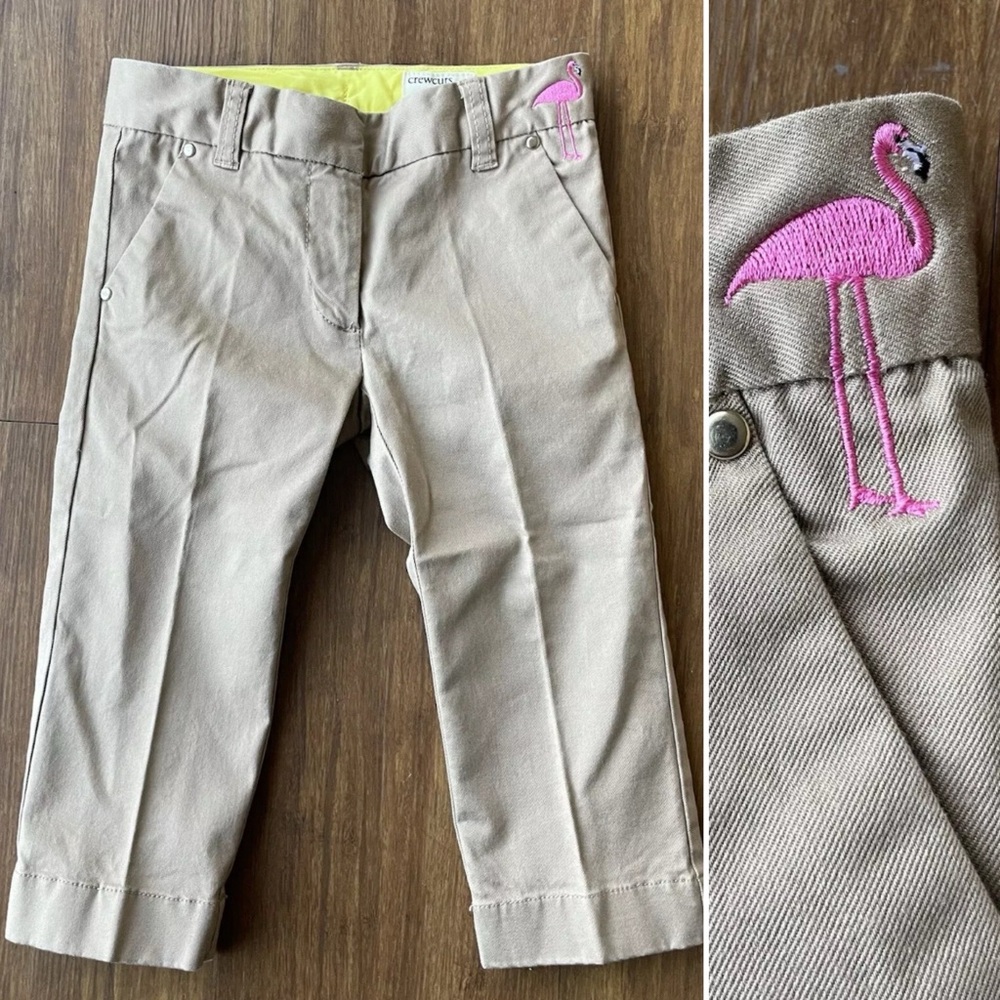 Crewcuts J Crew Girls 4 Flamingo Stretch Khaki Beige Chino Uniform Pants Kids